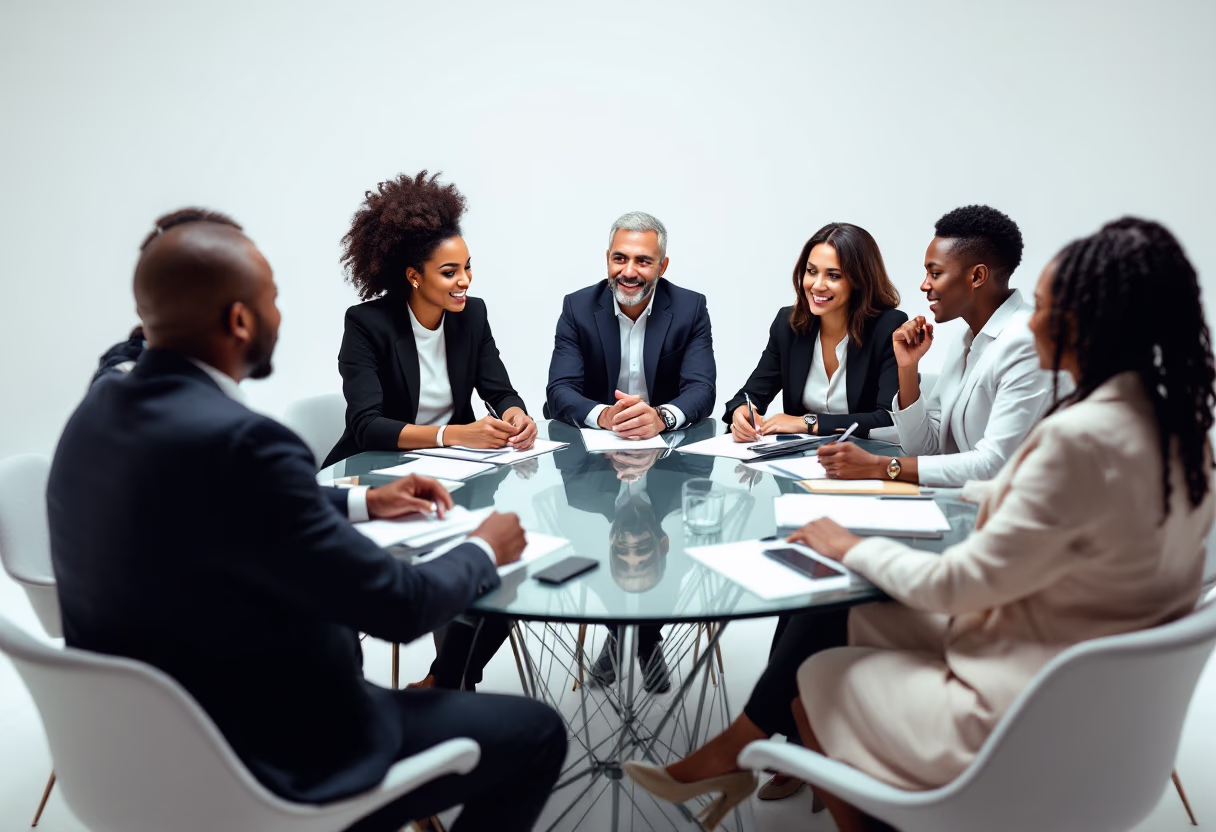 team of Canadian bookkeeping specialists meeting in an office